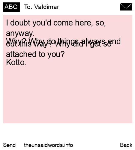 unsent message to Valdimar