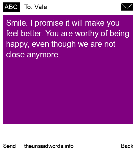 unsent message to Vale