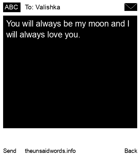 unsent message to Valishka