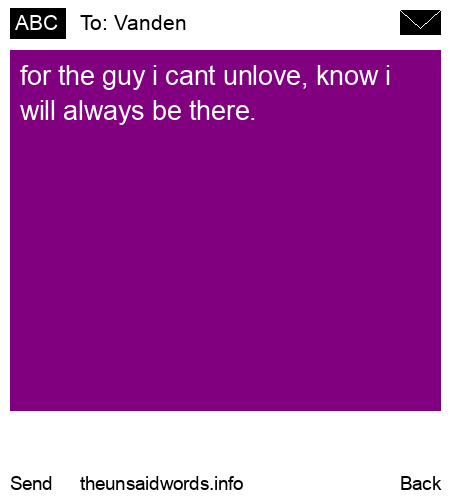 unsent message to Vanden