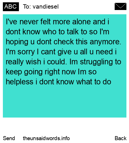 unsent message to vandiesel
