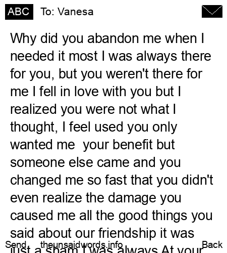 unsent message to Vanesa