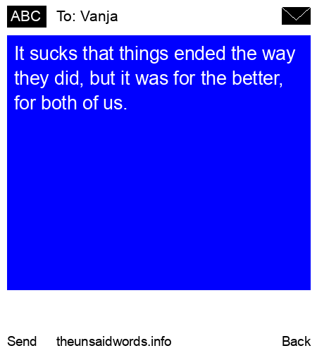 unsent message to Vanja