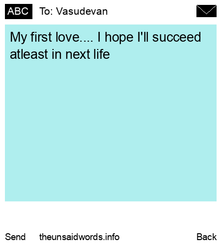 unsent message to Vasudevan 