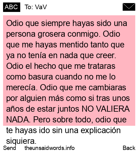 unsent message to VaV