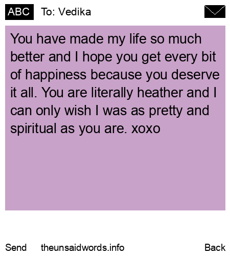 unsent message to Vedika