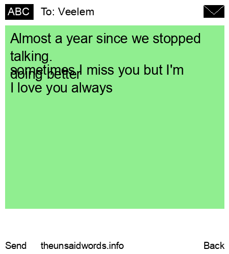 unsent message to Veelem