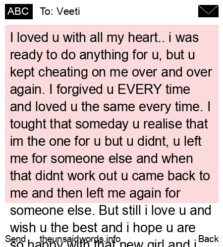 unsent message to Veeti