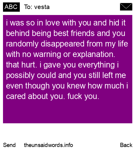 unsent message to vesta