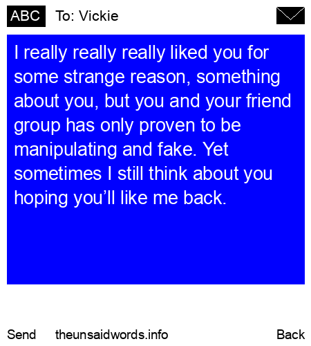 unsent message to Vickie