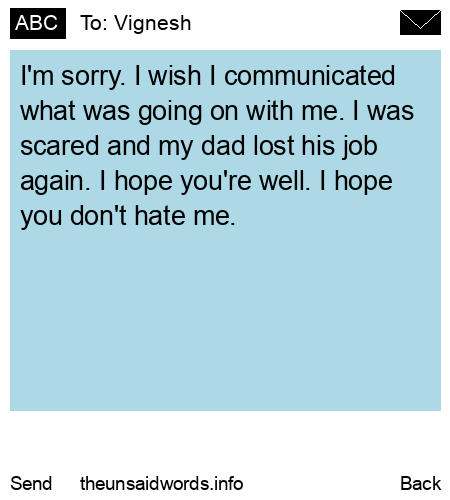 unsent message to Vignesh