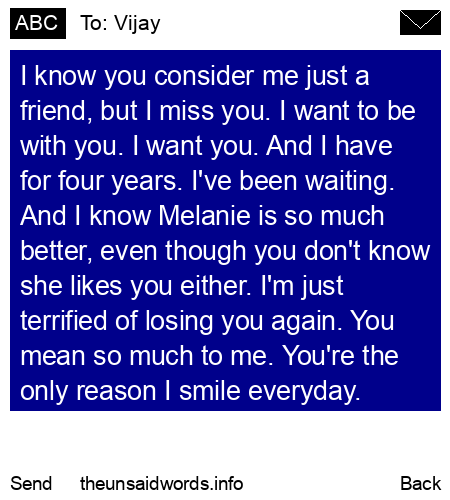unsent message to Vijay