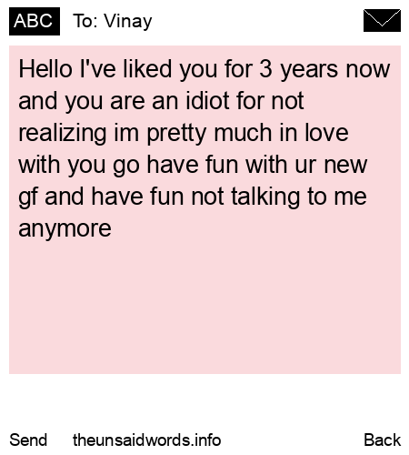unsent message to Vinay