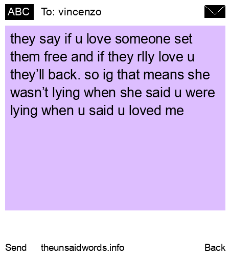 unsent message to vincenzo