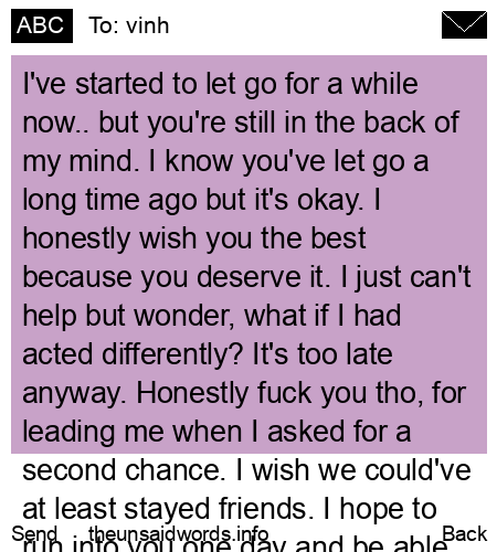 unsent message to vinh