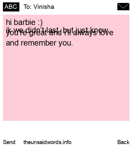 unsent message to Vinisha