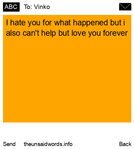 unsent message to Vinko