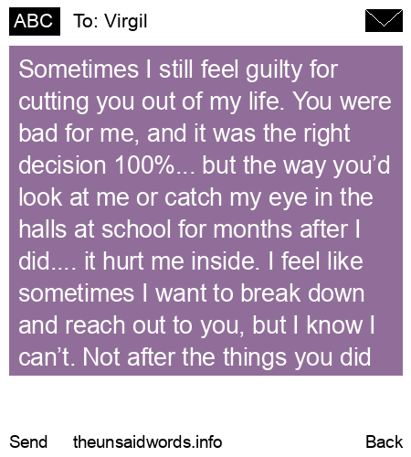 unsent message to Virgil