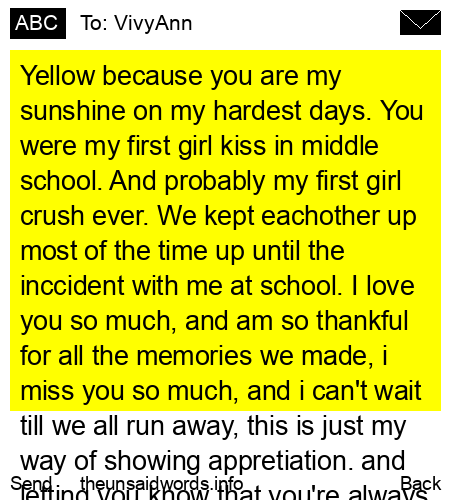unsent message to VivyAnn