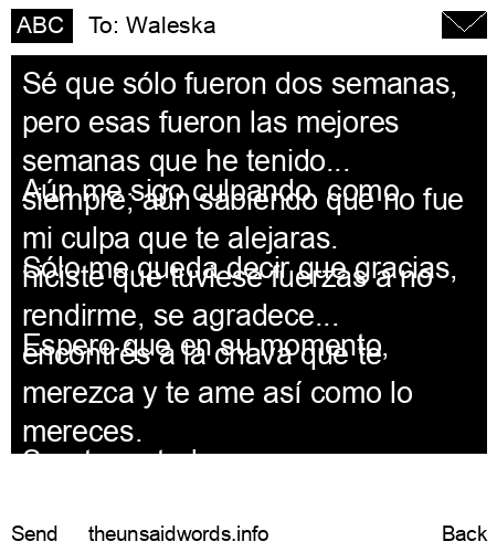 unsent message to Waleska