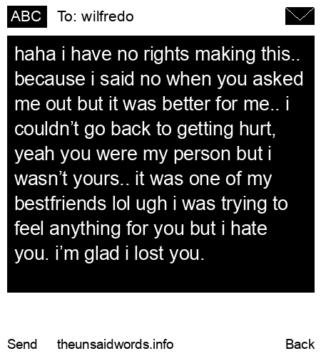 unsent message to wilfredo