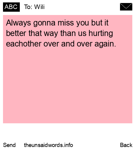 unsent message to Wili