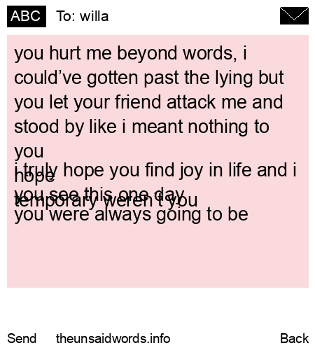 unsent message to willa