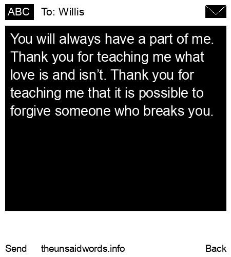 unsent message to Willis