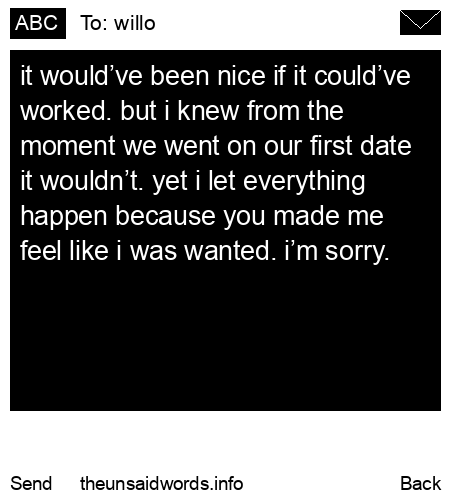 unsent message to willo