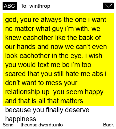 unsent message to winthrop