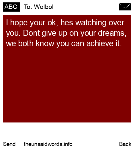 unsent message to Wolbol