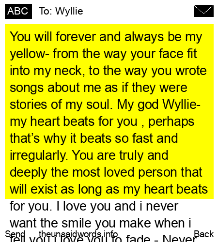 unsent message to Wyllie