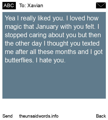 unsent message to Xavian