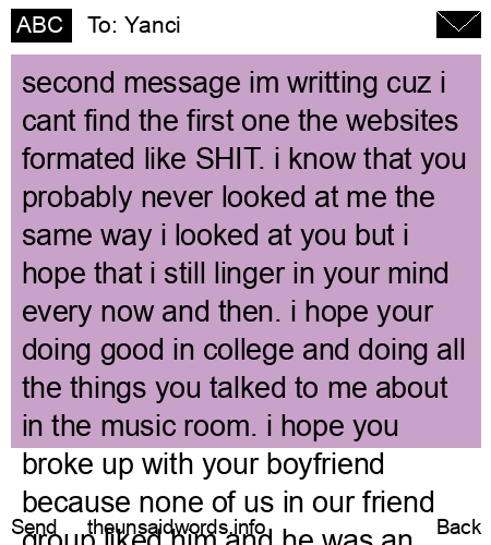 unsent message to Yanci