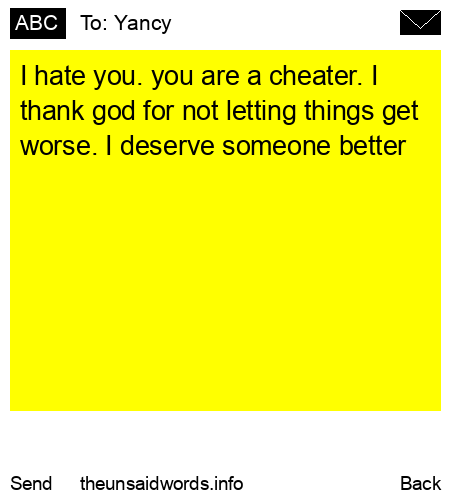unsent message to Yancy