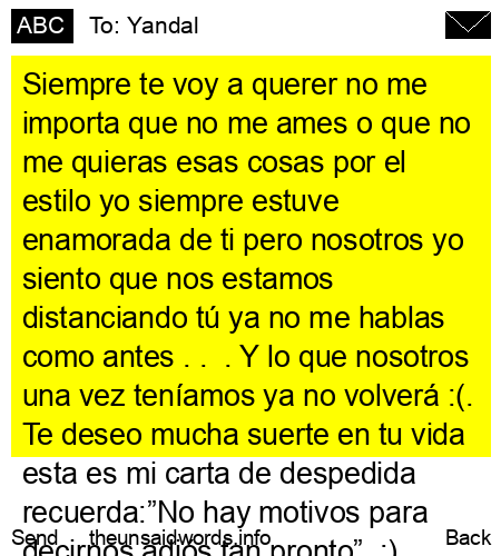 unsent message to Yandal