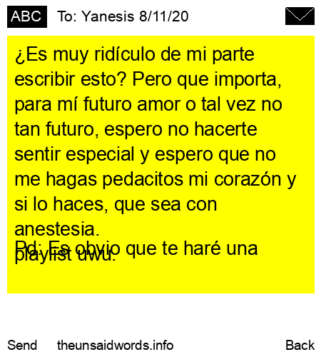 unsent message to Yanesis 8/11/20