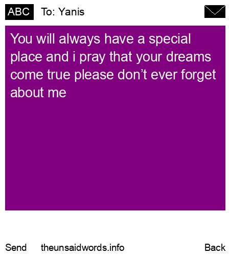 unsent message to Yanis