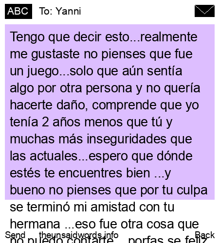 unsent message to Yanni