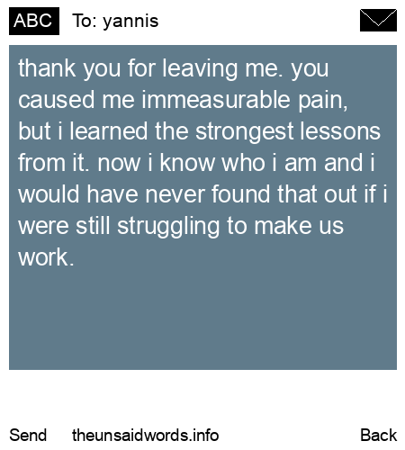 unsent message to yannis
