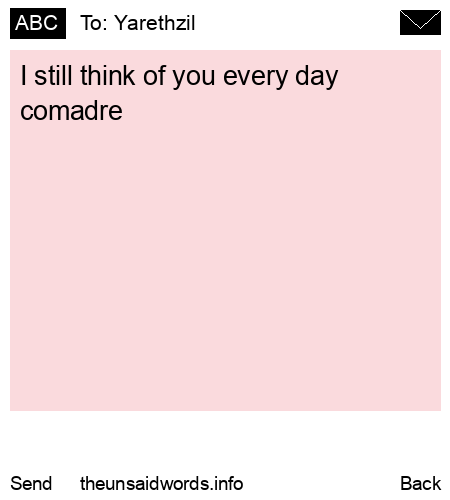 unsent message to Yarethzil
