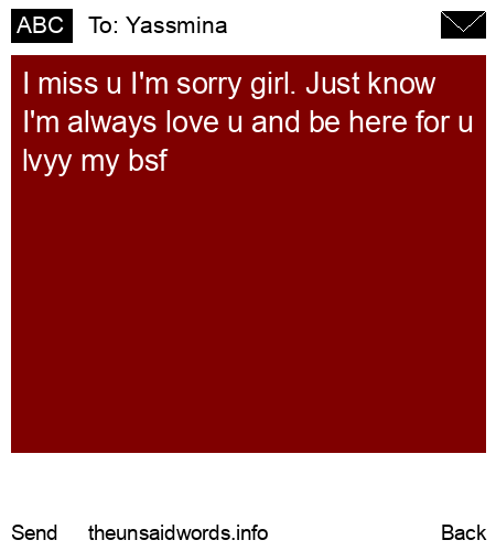 unsent message to Yassmina 