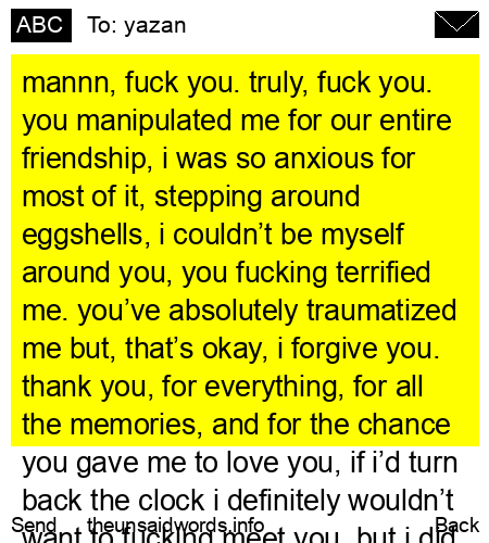 unsent message to yazan