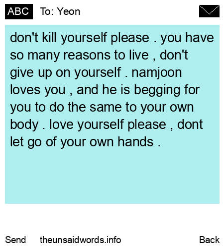 unsent message to Yeon