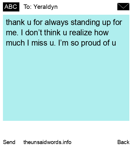 unsent message to Yeraldyn