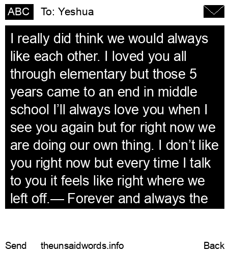unsent message to Yeshua