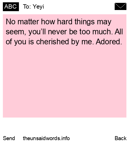 unsent message to Yeyi