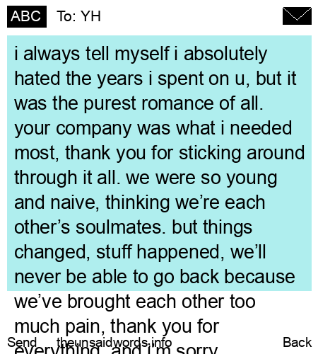 unsent message to YH