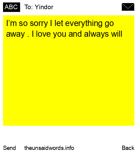 unsent message to Yindor