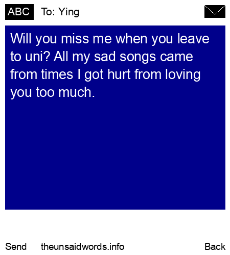unsent message to Ying